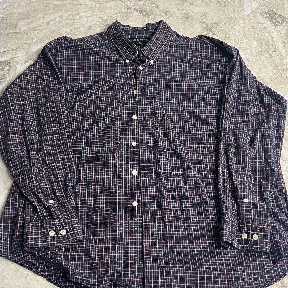 Croft & Barrow Navy and Red Plaid Shirt